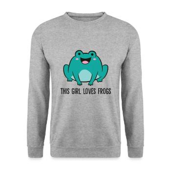 Funny Frog Lover This Girl Loves Frogs - Unisex Sweatshirt - salt & pepper - Front - Alina (178cm) & Michal (187cm)