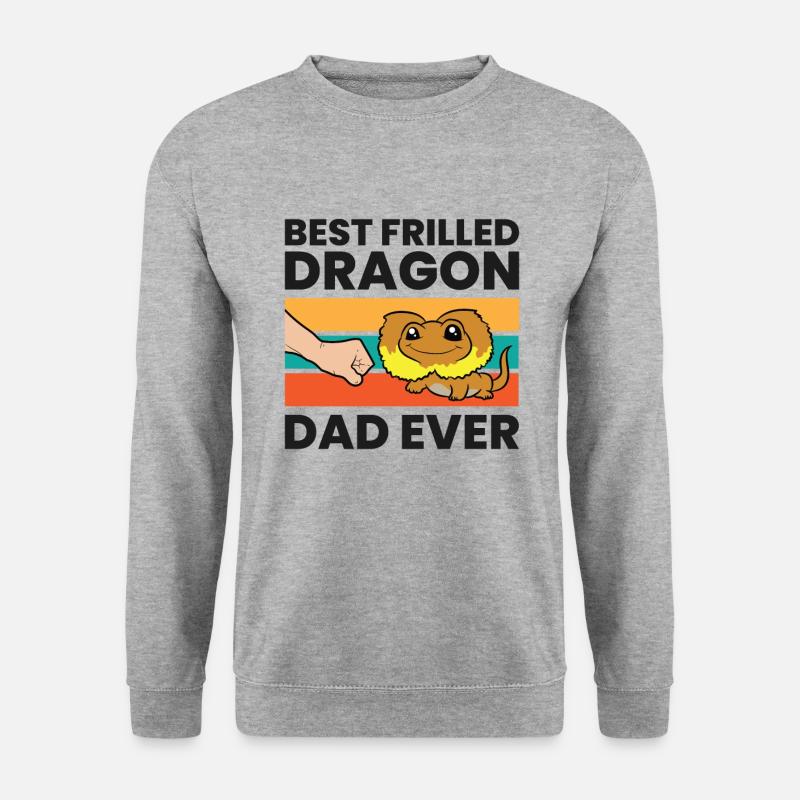Gekräuselte Dracheneidechse Papa Bester - Unisex Pullover - Weißgrau meliert