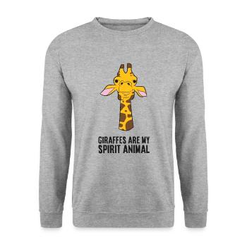 Giraffen sind mein Geisttier Lustige Giraffe - Unisex Pullover - Weißgrau meliert - Vorne - Alina (178cm) & Michal (187cm)