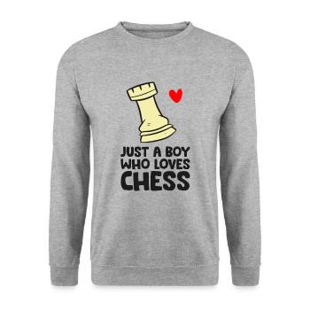 Nur ein Junge, der Schach liebt - Unisex Pullover - Weißgrau meliert - Vorne - Alina (178cm) & Michal (187cm)