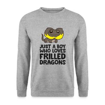Just a Boy Who Loves Frilled Dragons - Unisex Sweatshirt - salt & pepper - Front - Alina (178cm) & Michal (187cm)