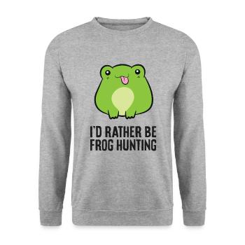 Ich wäre lieber auf Froschjagd lustiger - Unisex Pullover - Weißgrau meliert - Vorne - Alina (178cm) & Michal (187cm)