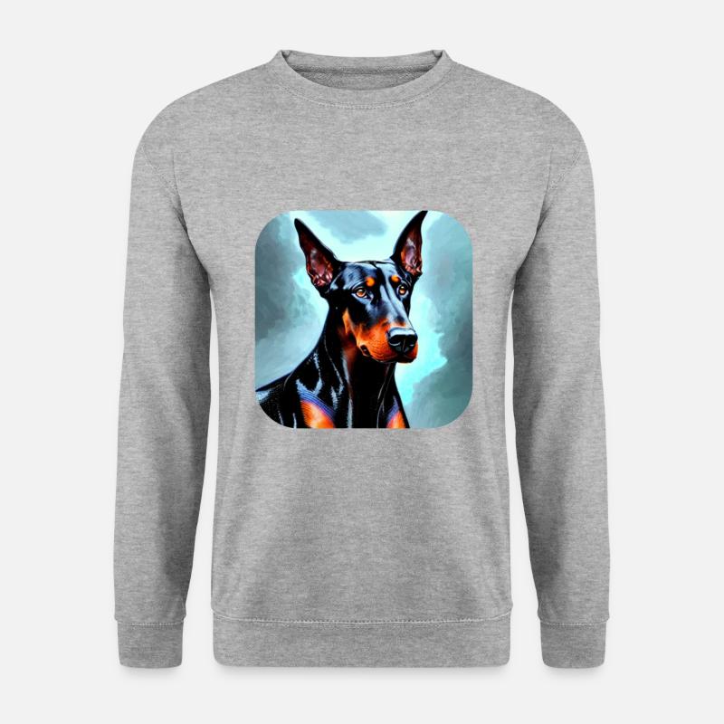 Dobermann - Unisex Pullover - Weißgrau meliert