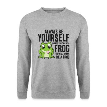 Sei immer du selbst, außer du kannst ein Frosch - Unisex Pullover - Weißgrau meliert - Vorne - Alina (178cm) & Michal (187cm)