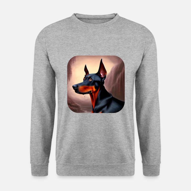 Dobermann - Unisex Pullover - Weißgrau meliert