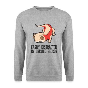 Easily Distracted By Crested Geckos - Unisex Sweatshirt - salt & pepper - Front - Alina (178cm) & Michal (187cm)