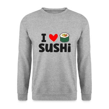 I Love Sushi Love Sushi Rolls - Unisex Sweatshirt - salt & pepper - Front - Alina (178cm) & Michal (187cm)