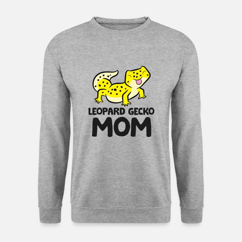 Leopardgecko Mama Eidechse Reptil Leopardgecko - Unisex Pullover - Weißgrau meliert