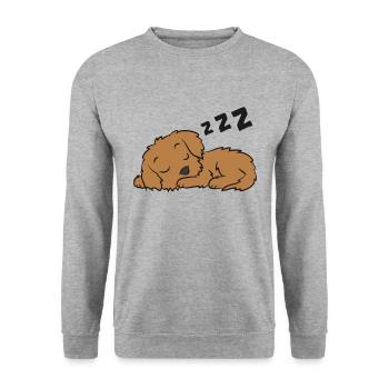 Cockapoo Hund Pyjama Lustig Schlafender Cockapoo - Unisex Pullover - Weißgrau meliert - Vorne - Alina (178cm) & Michal (187cm)
