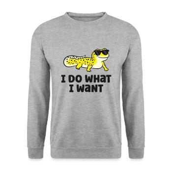Ich tue, was ich will Reptil Eidechse Leopard - Unisex Pullover - Weißgrau meliert - Vorne - Alina (178cm) & Michal (187cm)