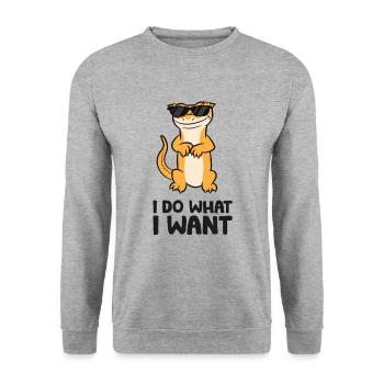 I Do What I Want Reptile Lizard Crested Gecko - Unisex Sweatshirt - salt & pepper - Front - Alina (178cm) & Michal (187cm)