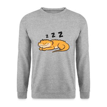 Crested Gecko Pajama Reptile Lizard Sleeping - Unisex Sweatshirt - salt & pepper - Front - Alina (178cm) & Michal (187cm)