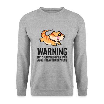 Warnung kann spontan über Bartagamen sprechen - Unisex Pullover - Weißgrau meliert - Vorne - Alina (178cm) & Michal (187cm)