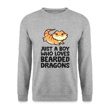 Bearded dragon Reptile Just a Boy Who Loves - Unisex Sweatshirt - salt & pepper - Front - Alina (178cm) & Michal (187cm)