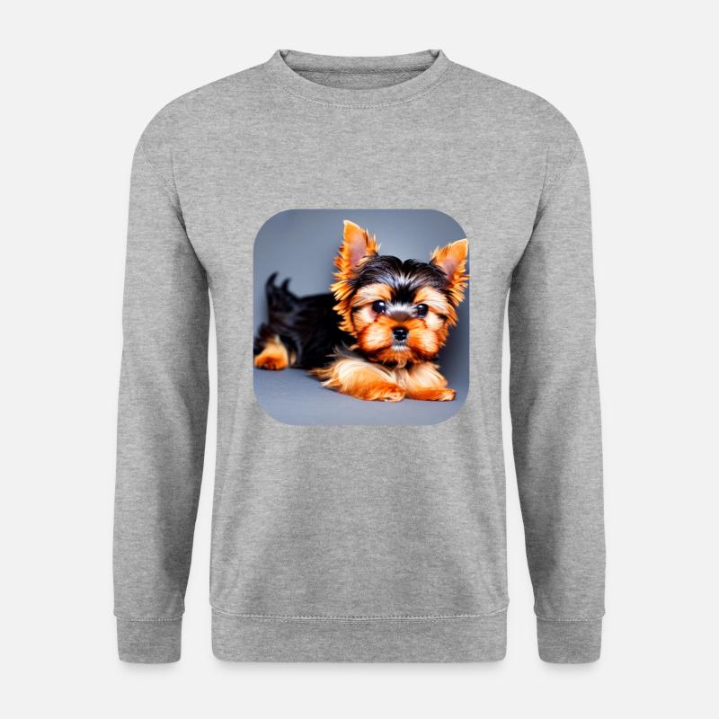 Yorkshire Terrier Welpe - Unisex Pullover - Weißgrau meliert