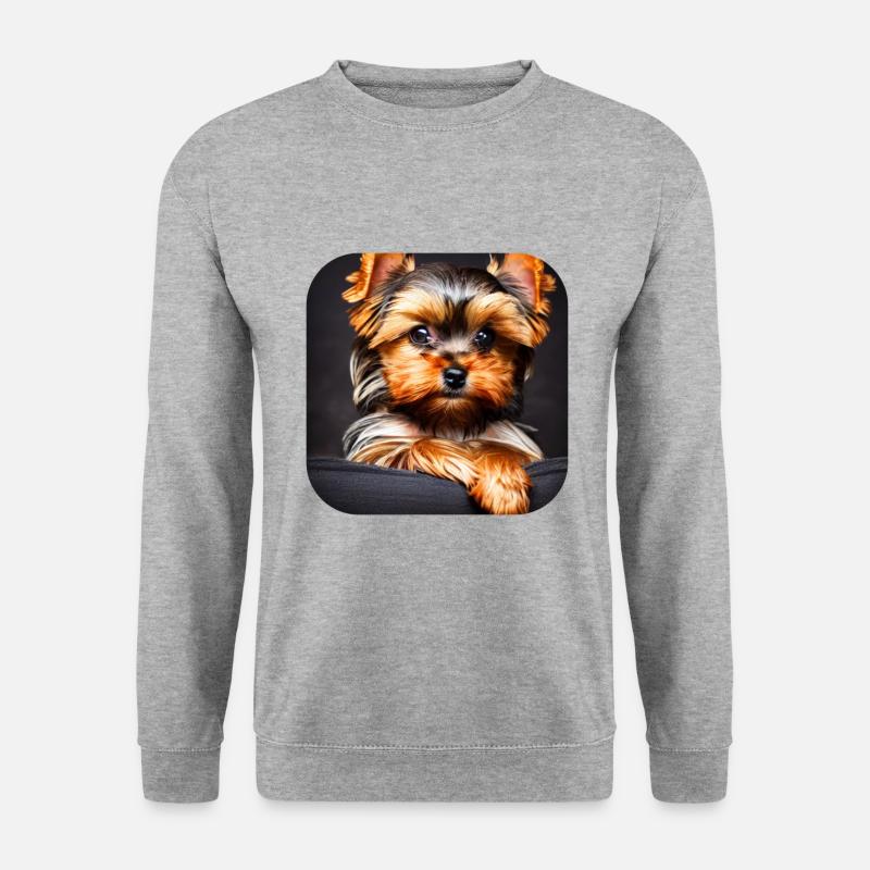 Yorkshire Terrier Welpe - Unisex Pullover - Weißgrau meliert