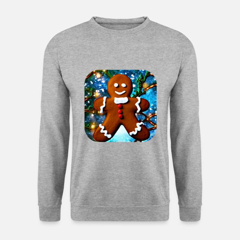 Weihnachts Lebkuchenmann - Unisex Pullover - Weißgrau meliert