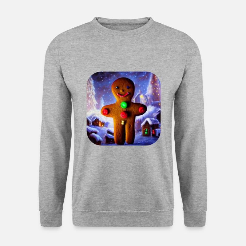 Weihnachts Lebkuchenmann - Unisex Pullover - Weißgrau meliert