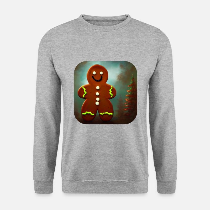 Weihnachts Lebkuchenmann - Unisex Pullover - Weißgrau meliert
