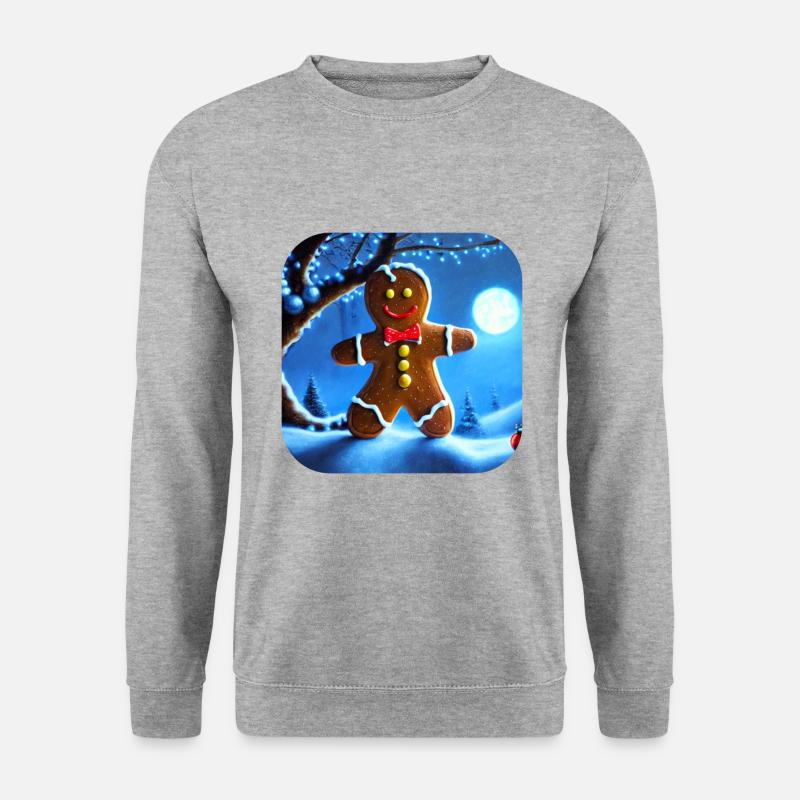 Weihnachts Lebkuchenmann - Unisex Pullover - Weißgrau meliert