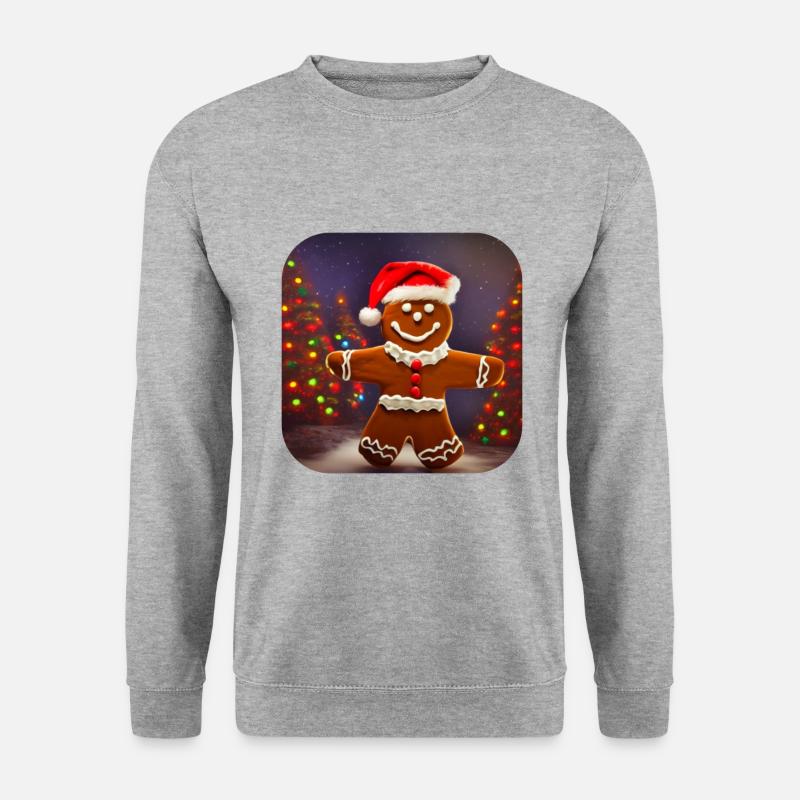 Weihnachts Lebkuchenmann - Unisex Pullover - Weißgrau meliert