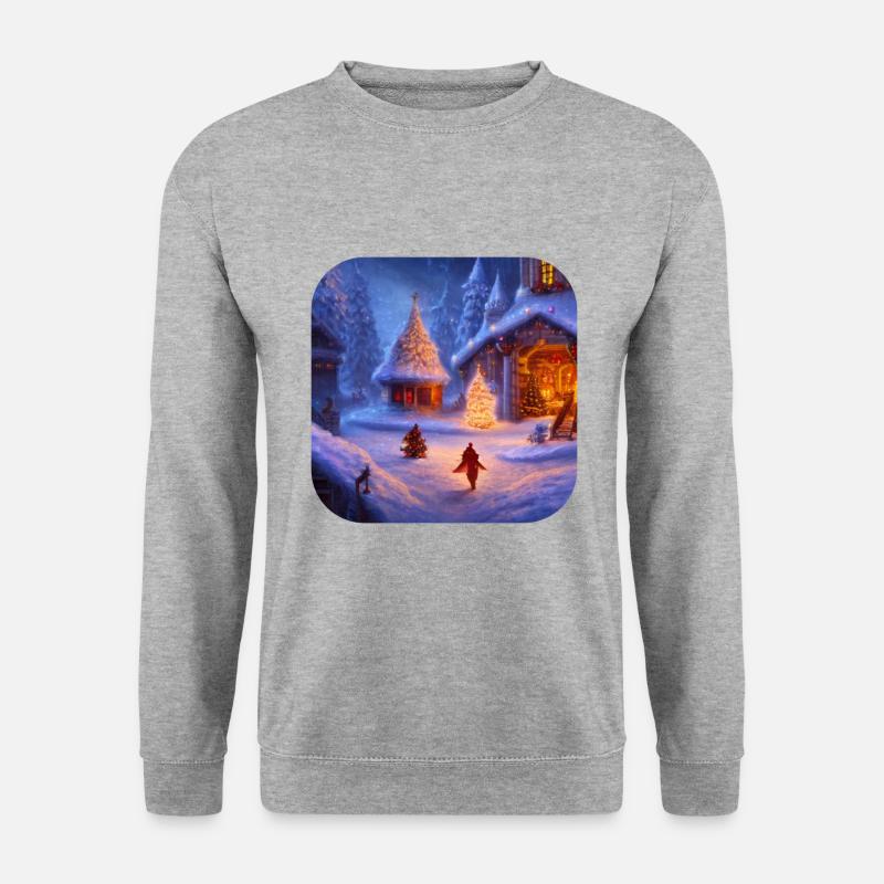 Weihnachtsmotiv - Unisex Pullover - Weißgrau meliert