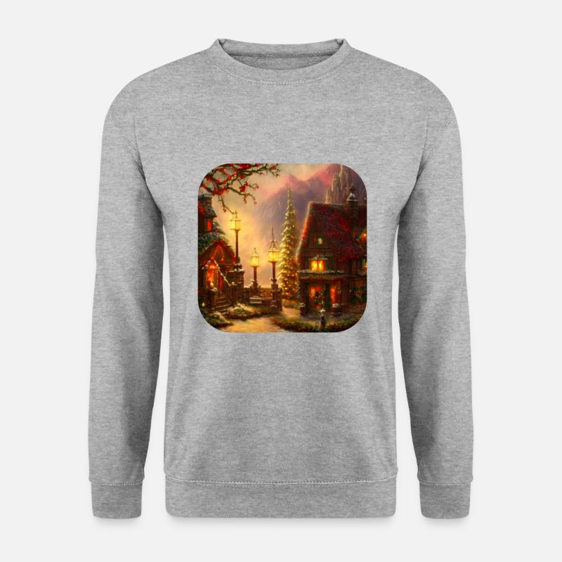 Weihnachtsmotiv - Unisex Pullover - Weißgrau meliert