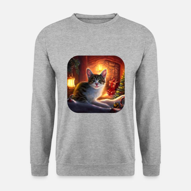 Chat de Noël doux - Sweat-shirt Unisexe - gris chiné