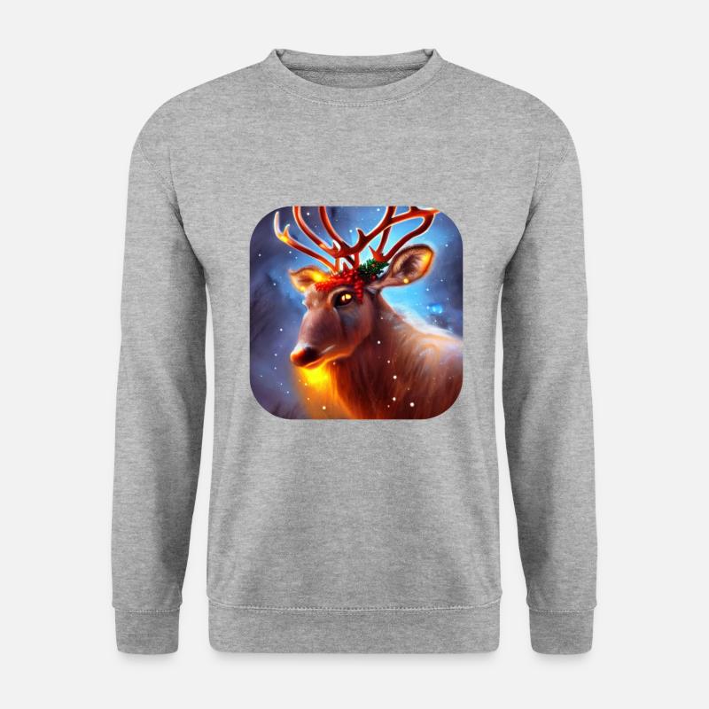 Rentier - Unisex Pullover - Weißgrau meliert