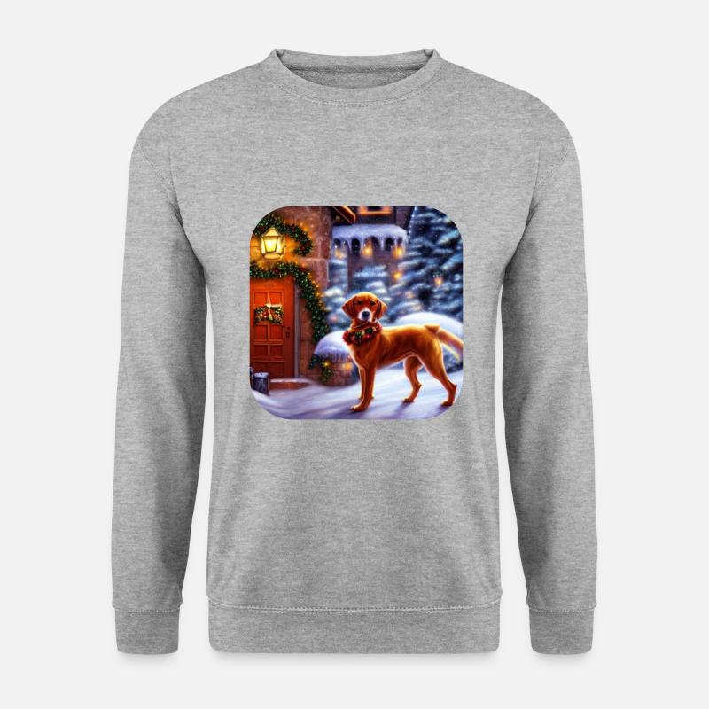 Weihnachtsmotiv Hund - Unisex Pullover - Weißgrau meliert