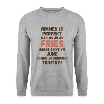 Frisons nés en juin anniversaire chemise design - Sweat-shirt Unisexe - gris chiné - Devant - Alina (178cm) & Michal (187cm)