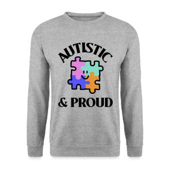 Autistic & Proud - Unisex Sweatshirt - salt & pepper - Front - Alina (178cm) & Michal (187cm)