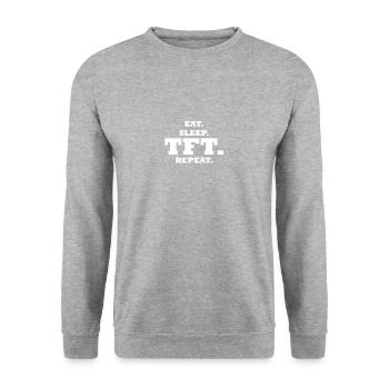 Manger. Dormir. TFT. Répéter. - Sweat-shirt Unisexe - gris chiné - Devant - Alina (178cm) & Michal (187cm)