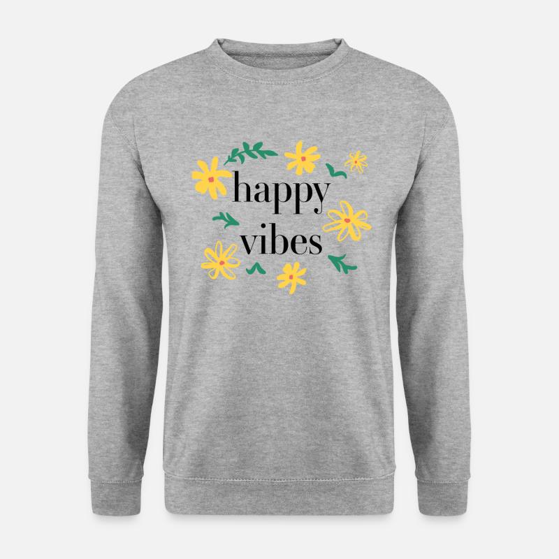 happy vibes - Unisex Pullover - Weißgrau meliert