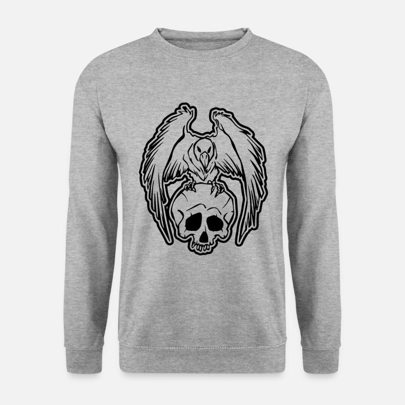 Crow on skull Halloween - Unisex Sweatshirt - salt & pepper