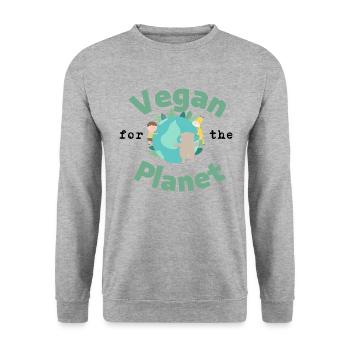 Vegan for the Planet - Unisex Pullover - Weißgrau meliert - Vorne - Alina (178cm) & Michal (187cm)