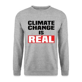 Climate Change Is Real - Unisex Pullover - Weißgrau meliert - Vorne - Alina (178cm) & Michal (187cm)