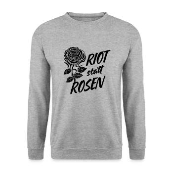 Riot statt Rosen - Unisex Pullover - Weißgrau meliert - Vorne - Alina (178cm) & Michal (187cm)