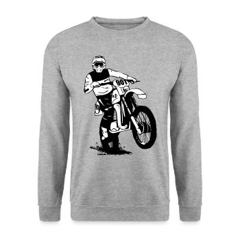 Enduro - Offroad - Motorradgeländesport - Unisex Pullover - Weißgrau meliert - Vorne - Alina (178cm) & Michal (187cm)