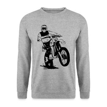 Enduro - Offroad - Motorradgeländesport - Unisex Pullover - Weißgrau meliert - Vorne - Alina (178cm) & Michal (187cm)