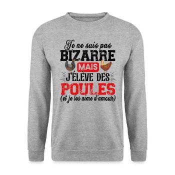 Poule Poulet Coq Poulailler Cadeau Humour Jaune - Sweat-shirt Unisexe - gris chiné - Devant - Alina (178cm) & Michal (187cm)