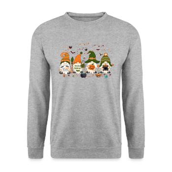C’est la saison, Gnomes d’Halloween, Gif de Thanksgiving - Sweat-shirt Unisexe - gris chiné - Devant - Alina (178cm) & Michal (187cm)