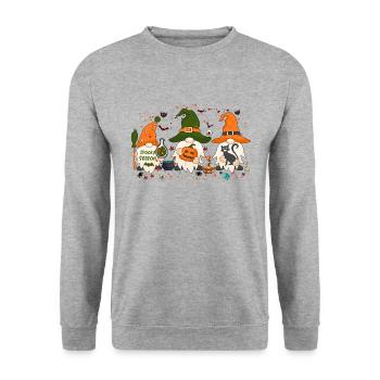 C’est la saison, Gnomes d’Halloween, Gif de Thanksgiving - Sweat-shirt Unisexe - gris chiné - Devant - Alina (178cm) & Michal (187cm)