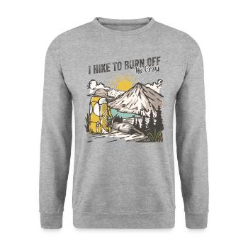 I hike to burn of the crazy - Unisex Sweatshirt - salt & pepper - Front - Alina (178cm) & Michal (187cm)