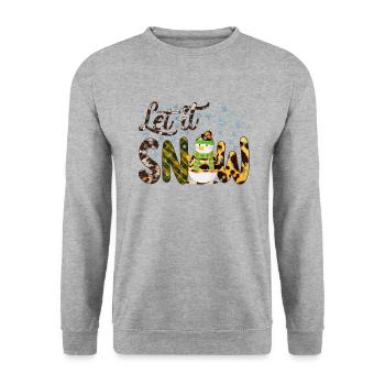 Weihnachten Schneemann, Lass es schneien, Schneemann Geschenk - Unisex Pullover - Weißgrau meliert - Vorne - Alina (178cm) & Michal (187cm)