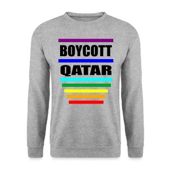 Boycott Qatar Sayings Rainbow - Unisex Sweatshirt - salt & pepper - Front - Alina (178cm) & Michal (187cm)