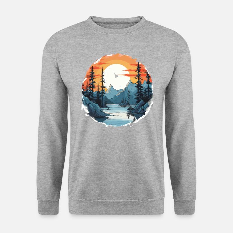 Natur Flusslandschaft - Unisex Pullover - Weißgrau meliert