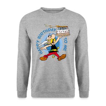 Asterix & Obelix Asterix Happy Birthday - Unisex Sweatshirt - salt & pepper - Front - Alina (178cm) & Michal (187cm)