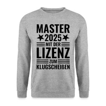 Master 2025 mit der Lizenz zum Klugscheißen - Unisex Pullover - Weißgrau meliert - Vorne - Alina (178cm) & Michal (187cm)