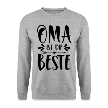 Oma ist die Beste - Unisex Pullover - Weißgrau meliert - Vorne - Alina (178cm) & Michal (187cm)